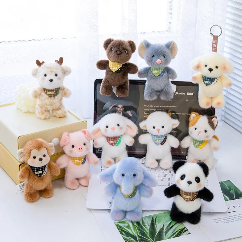 Puff Series Scented Mini Plush Keychain – Palm-Sized Stuffed Animal Charms with Beaded Pellets, Cute Sheep Elephant Dog Soft Toys for Backpack Gifts